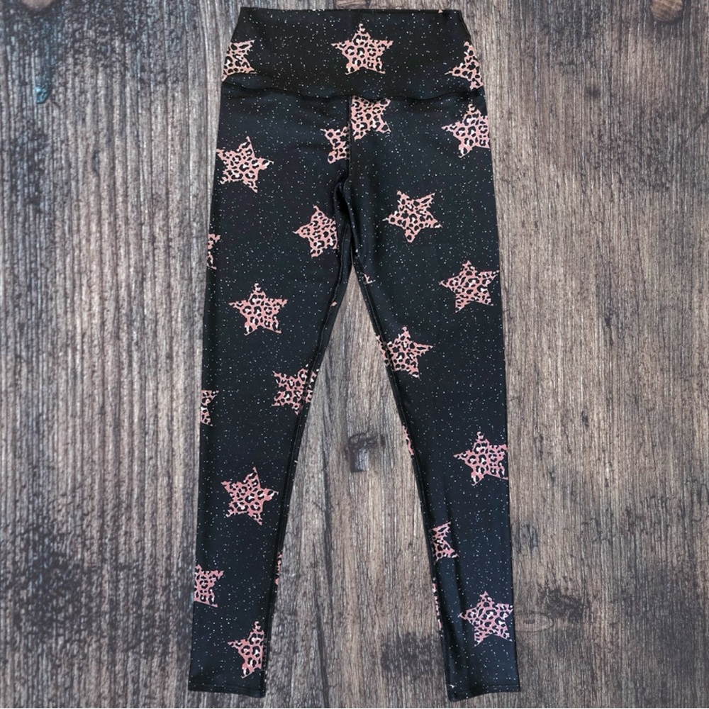 Black Leggings with Leopard Star Pattern